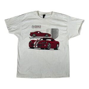Vintage Viper Car Shirt Mens XL White Francis Collision Centre Y2K
